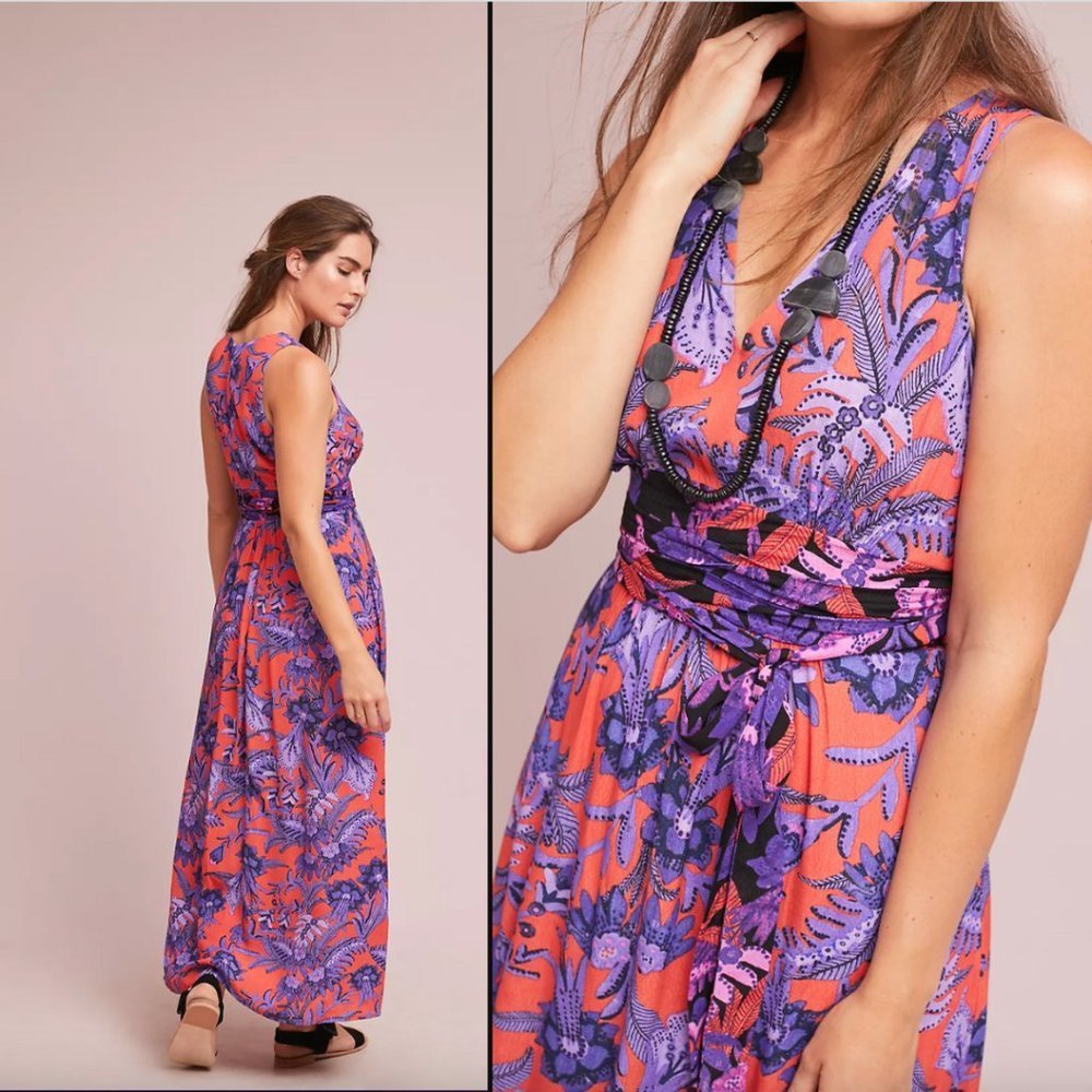 Anthropologie Mave Macie Floral Maxi Dress Summer Wedding Cocktail